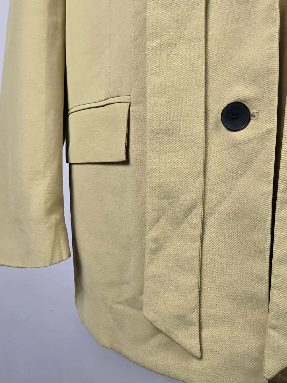 Zara Women Oversized Butter Yellow Longline Blazer M Lyocell Minimalist Jacket
